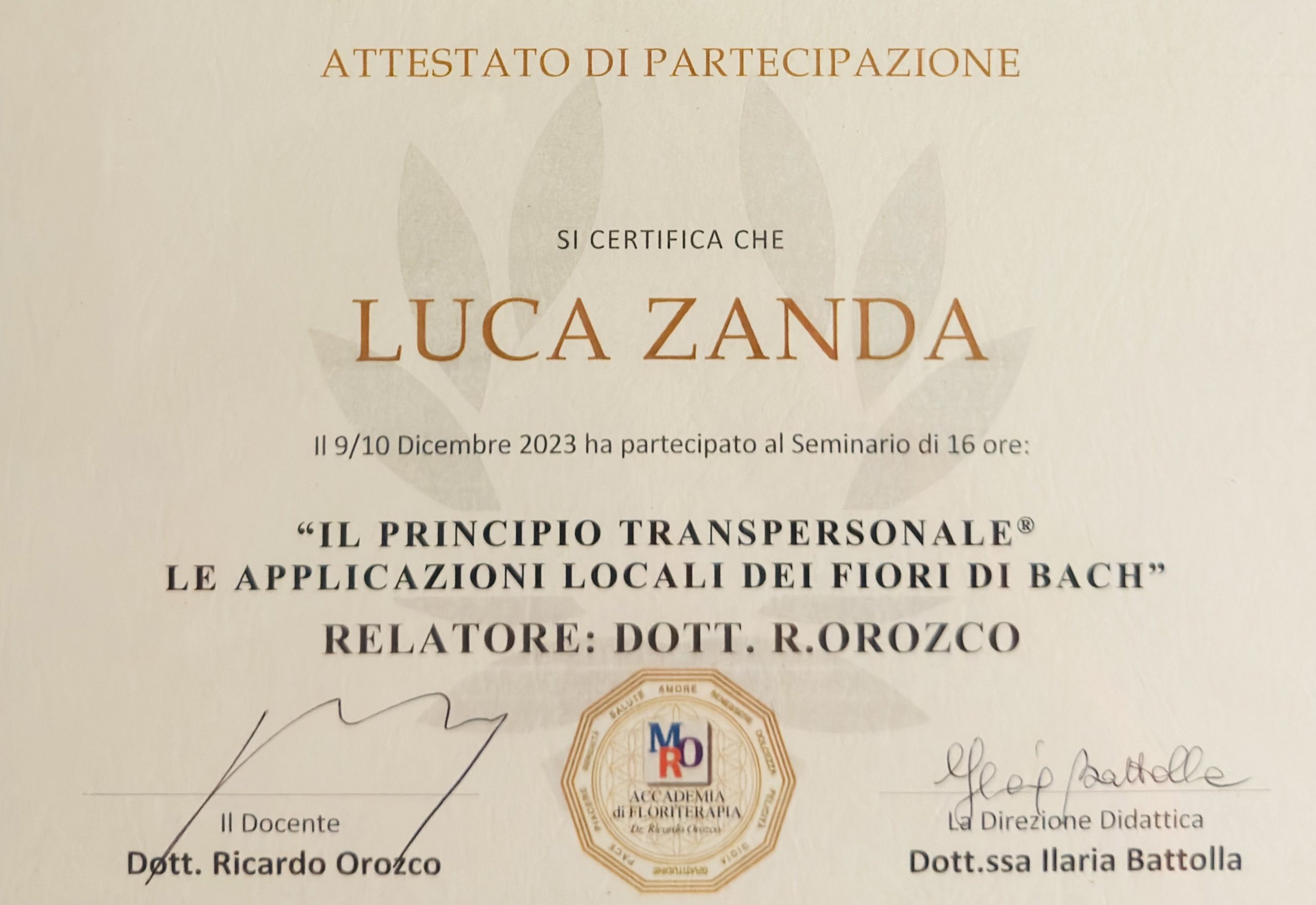 Attestato Principio Transpersonale